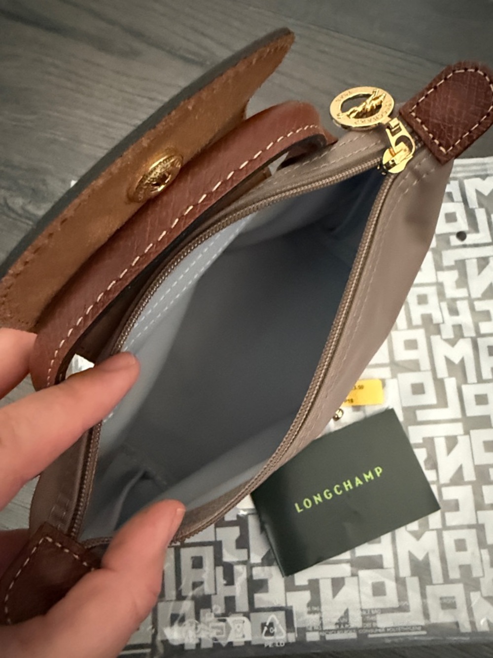 Longchamp Le Pliage cosmetic bag- Brown - Picture 4 of 6